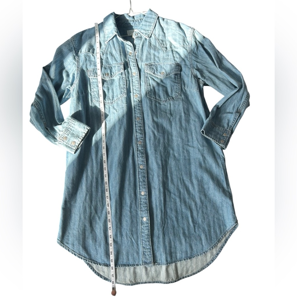 Women's Western Denim Dress-Universal Thread Midi Size SM Oversized Jean Shirt - Picture 7 of 11